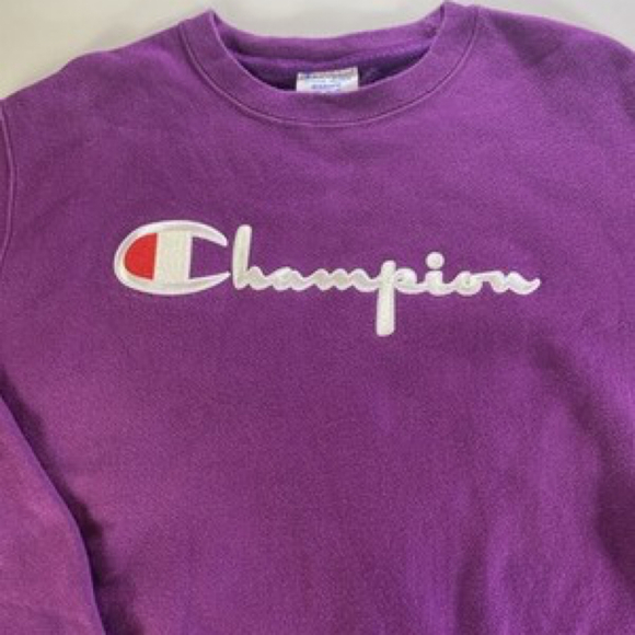 Champion Reverse Weave‎ Mens M Sweatshirt Script Logo Berry Purple USA - Picture 2 of 6